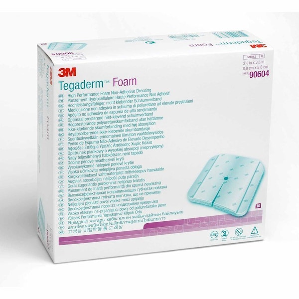 3M Tegaderm Foam Dressing 3-1/2x3-1/2 In. w/out Border Film Backing Nonadhesive Fenestrated Square Sterile, 40PK 90604 - main